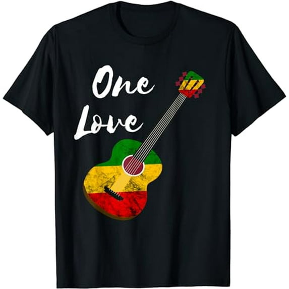 One Love Reggae Guitar Rastafari Roots Rasta Reggae T-Shirt