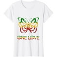 thumbnail image 1 of One Love Reggae Rasta Butterfly Hippie Rastafari Roots T-Shirt, 1 of 3