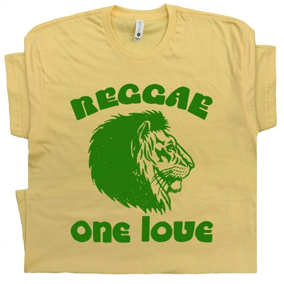One Love Reggae Shirt Cool Lion Graphic Vintage Mens Womens Rasta Bar Retro Music Graphic Tee Positive Vibes Message Saying