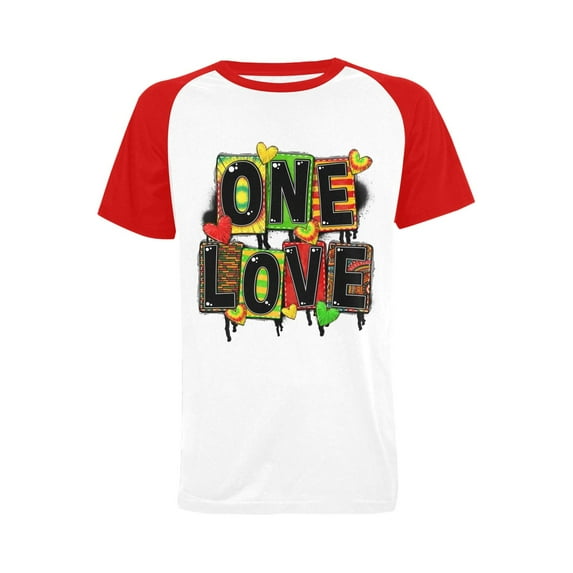 One Love T-shirts and Accessories (Size:XL; Style:One Love_Red Men's Raglan T-shirt (USA Size) (Model T11);)
