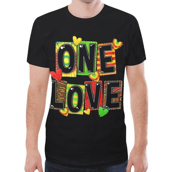 One Love T-shirts and Accessories (Size:XS; Style:One Love New All Over Print T-shirt for Men (Model T45);)