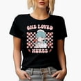 thumbnail image 1 of One Loved Nurse with Groovy Text & Anime Art, Retro Valentine's Day Gift, Black T-Shirt, Small, 1 of 5