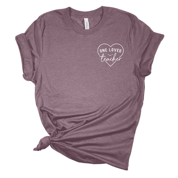 One Loved Teacher Heart Teacher Appreciation Ladies Short Sleeve T-shirt Graphic Tee Graphic Tee-Purple-medium