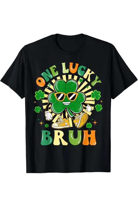 One Lucky BRUH Funny St Patricks Day Meme Clover Graphic Unisex T-Shirt