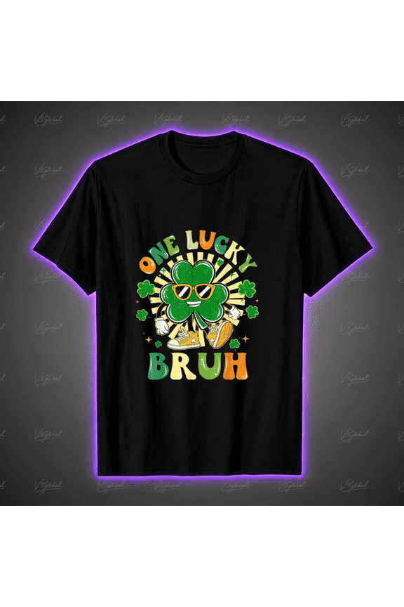 One Lucky Bruh Funny St Patrick's Day Meme Clover Irish Holiday Unisex T-Shirt,S- 5XL