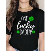One Lucky Dad Matching St Patricks Day T Shirt T-Shirt-100% Cotton Comfortable & Breathable For Summer, Spring