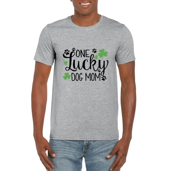 One Lucky Dog Mom Funny Pet Owner Animal Lover Canine Best T-Shirt, for men & women, up to size 5XL
