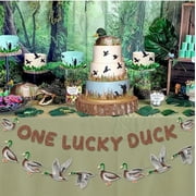 One Lucky Duck - Decorative Hanging Banner with Flying Ducks for Parties and Celebrations