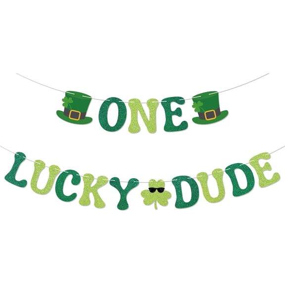 One Lucky Dude Banner - Lucky One Baby Shower Sign, St.Patrick's Day First Birthday Party Decorations