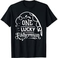 thumbnail image 1 of One Lucky Fisherman Matching Couples Fishing T-Shirt mens t shirt，black，women，funny，misfits，men，journey，t-shirt, 1 of 4
