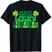 One Lucky Librarian Shamrock St Patricks Day Groovy Retro T-Shirt