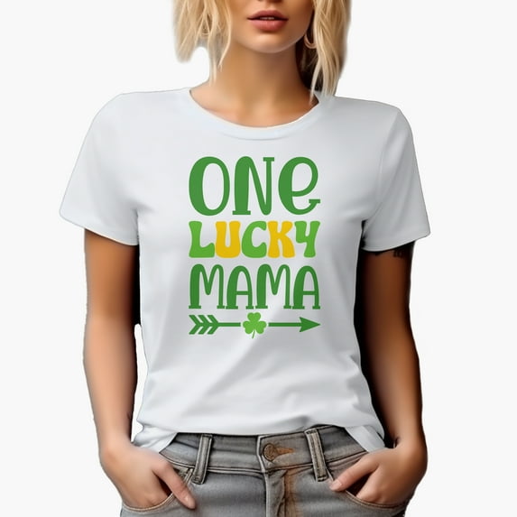 One Lucky Mama, St. Patrick's Day, White T-Shirt, XL