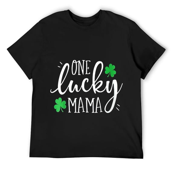 One Lucky Mama St Patricks Day Women Mom Round Neck T-Shirt Black
