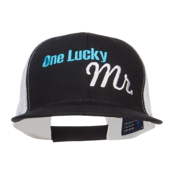 One Lucky Mr Embroidered Cotton Mesh Cap - Black OSFM
