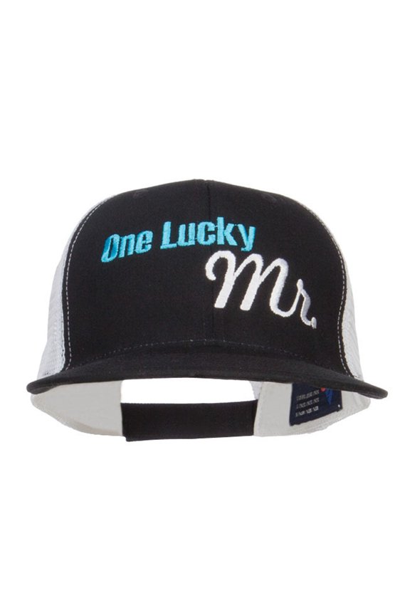 One Lucky Mr Embroidered Cotton Mesh Cap - Black OSFM