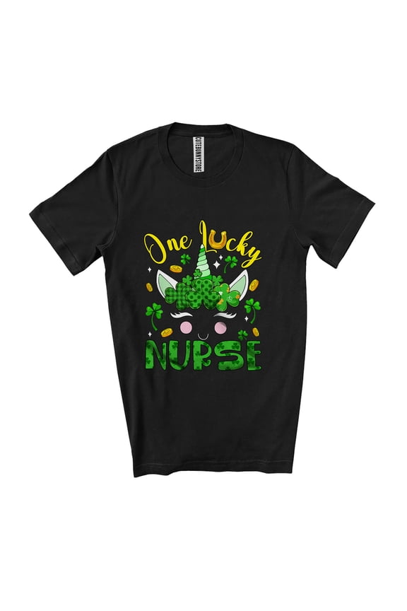One Lucky Nurse; St. Patrick's Day Unicorn Face Shamrocks; Women Jobs Unisex T-Shirt