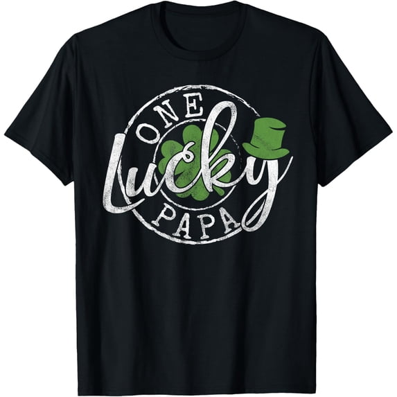 One Lucky Papa Funny Father Irish Clovers St Patrick's Day T-Shirt