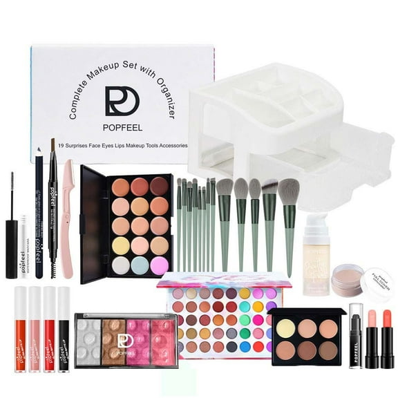All in One Makeup Kit for Women Full Kit, Travel Make Up Gift Sets Including Makeup Organizer Eye Shadow Eyeliner Lipstick Mascara Powder Puff Brushes and etc For Women Girls Teens