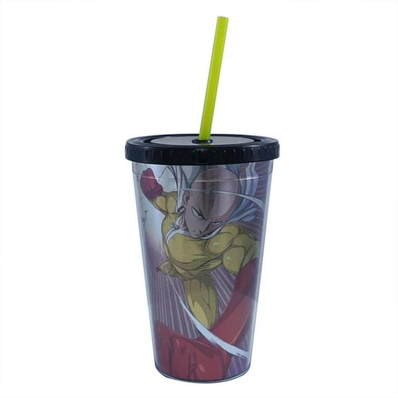 One Man Punch Foil Print Saitama 16oz Carnival Cup w/ Straw & Lid