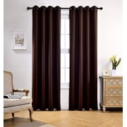 One Maria Room Darkening Blackout Insulated Curtain Panel with Grommets, 84" Long, Brown