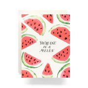 You're One in a Melon Greeting Card - Cute Watermelon Design - Blank Inside for Personal Messages - Perfect for Birthdays, Friendship and Special Occasions