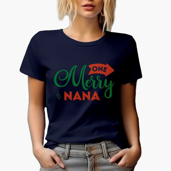 One Merry Nana Magical Holiday Season Gift Idea, Navy Blue T-Shirt, Large