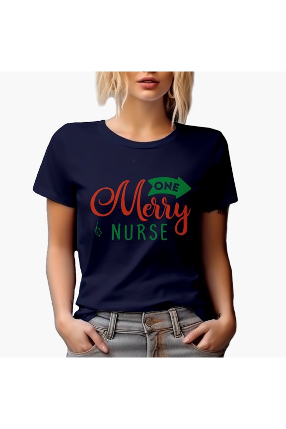 One Merry Nurse Magical Holiday Season Gift Idea, Navy Blue T-Shirt, Small