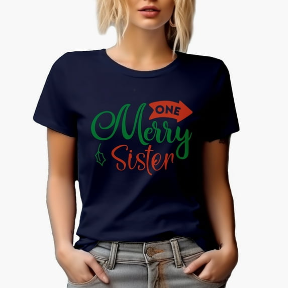 One Merry Sister Magical Holiday Season Gift Idea, Navy Blue T-Shirt, XL