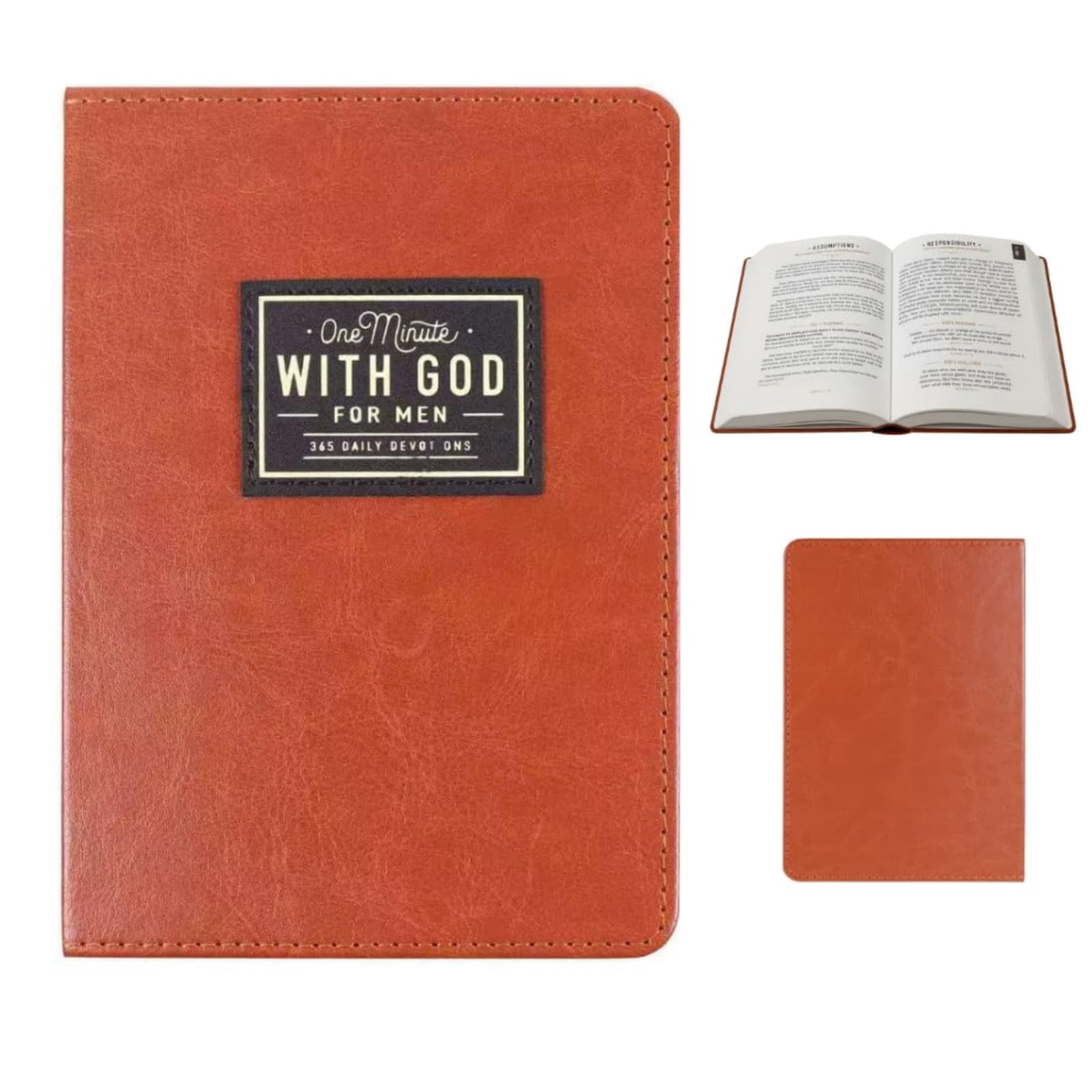 One Minute With God for Men 2026, 365 Days Daily Devotional Books My Daily Devotional Prayer Journal Faux Leather Bible Knowledge Books,Brown