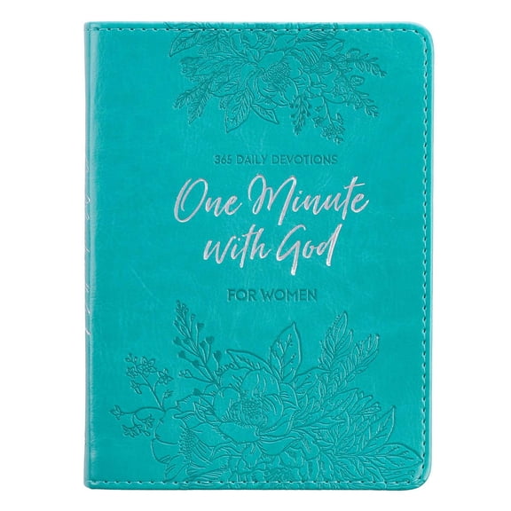 One-Minute With God For Women 365 Daily Devotions for Refreshment and Encouragement Teal Faux Leather Flexcover Gift Book Devotional w/Ribbon Marker
