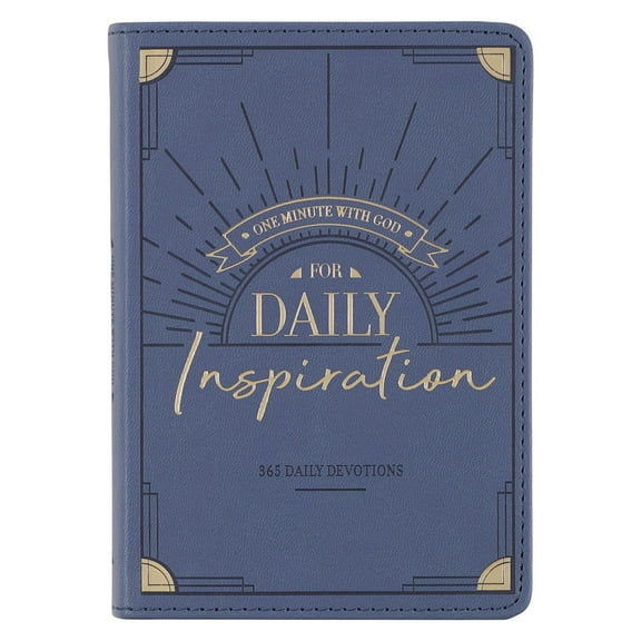 One Minute with God for Daily Inspiration Devotional, Blue Faux Leather Flexcover