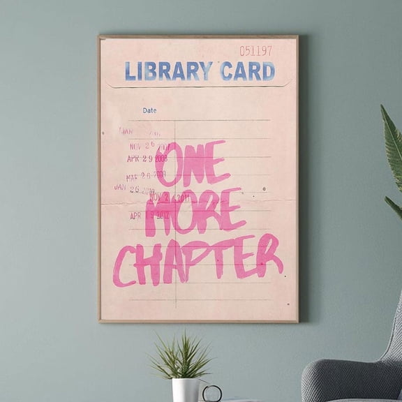 One More Chapter Retro Library Card Literary Decor Poster, Unframed Paper Poster 8x10in