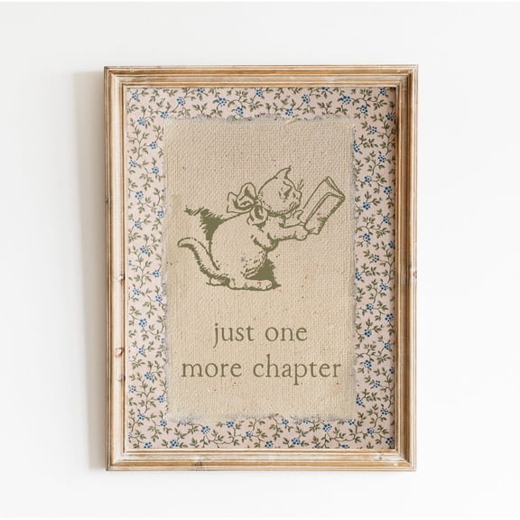 One More Chapter Vintage Bookish Wall Decor Cozy Reading Room Unframed Paper Print