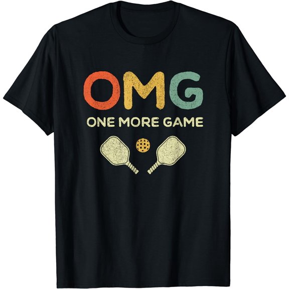One More Game OMG Retro Funny Pickleball Lover Pickle Ball T-Shirt