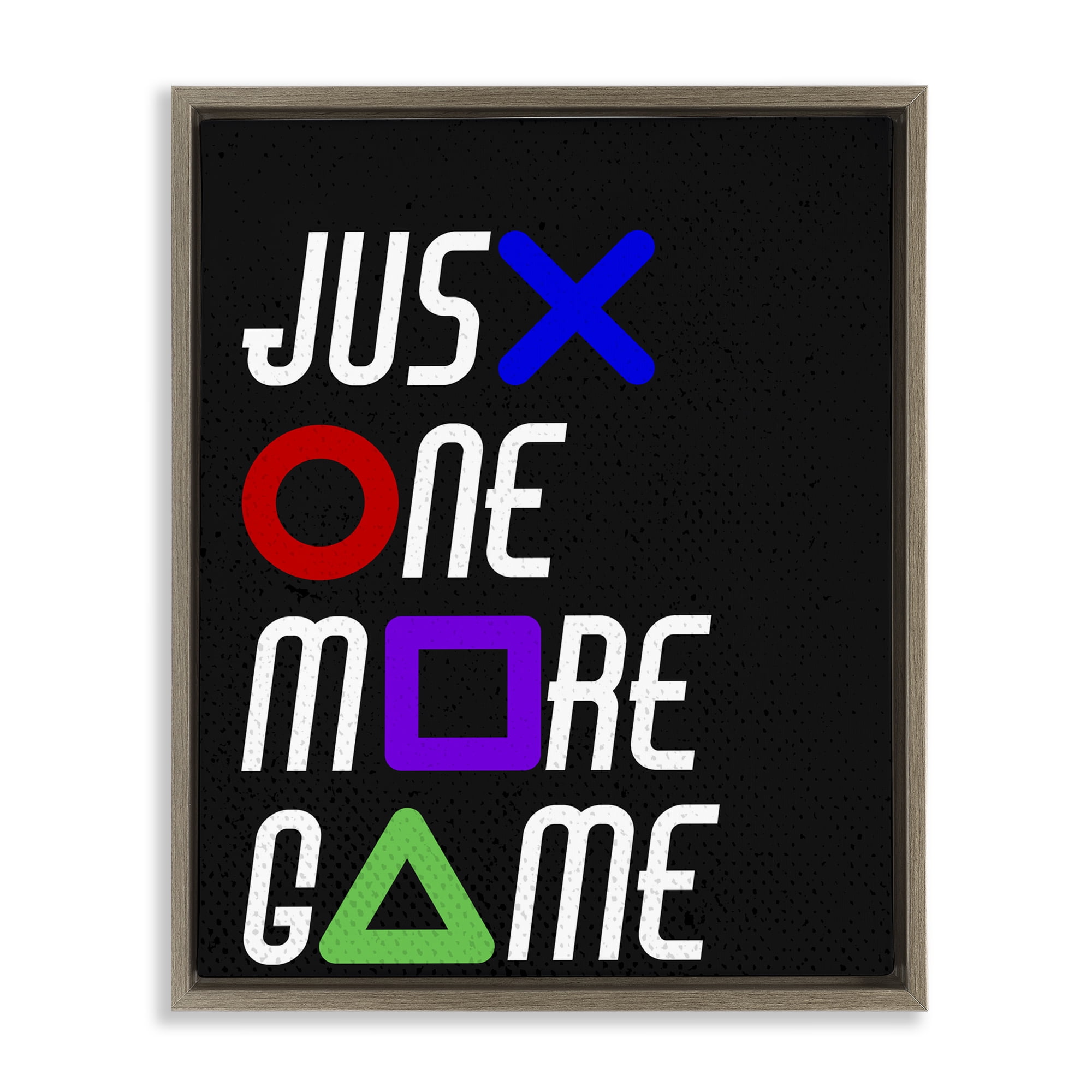 One More Game with Symbols Brown Framed Floater Canvas Wall Art, design by Kim Allen
