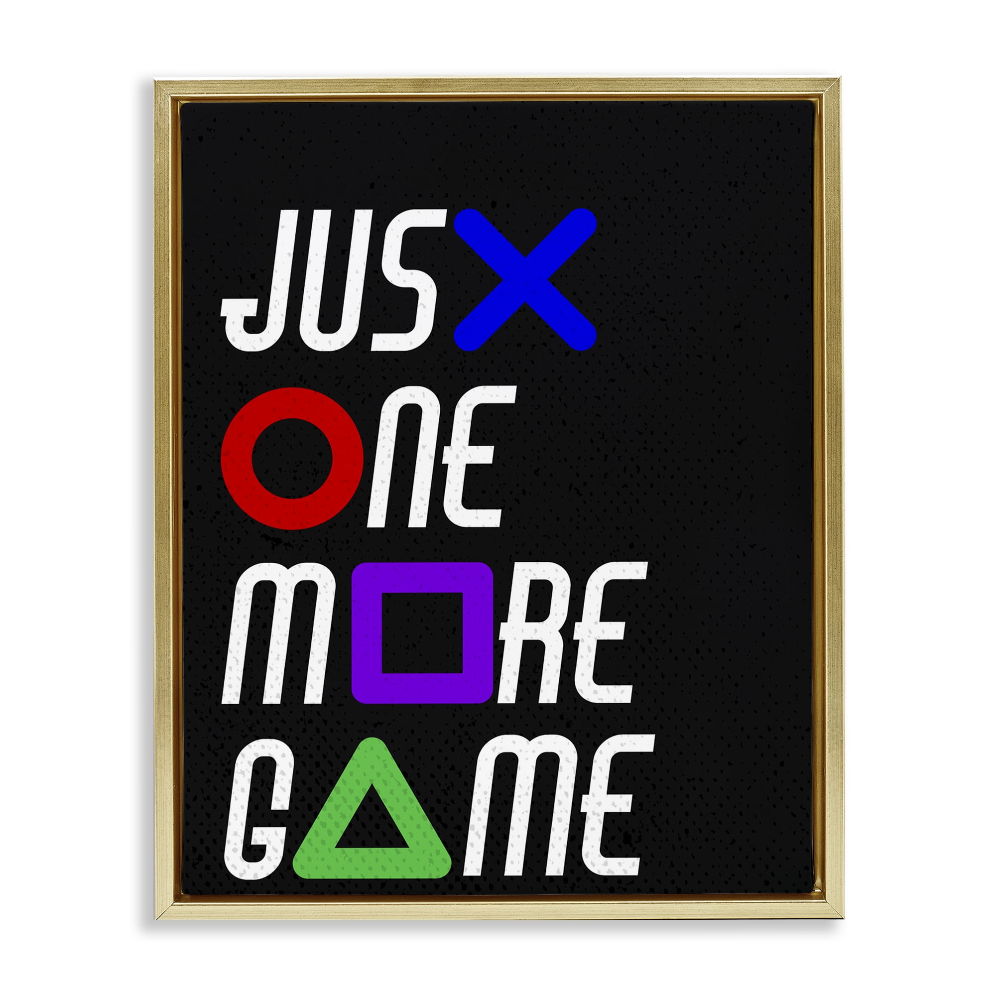One More Game with Symbols Gold Framed Floater Canvas Wall Art, design by Kim Allen