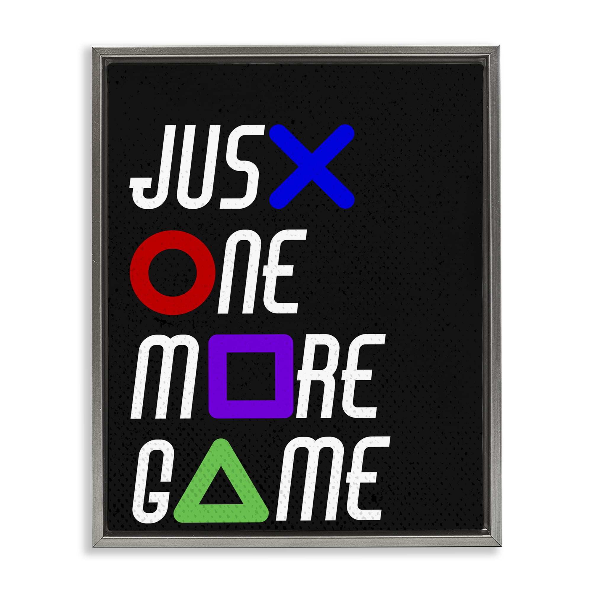 One More Game with Symbols Gray Framed Floater Canvas Wall Art, design by Kim Allen