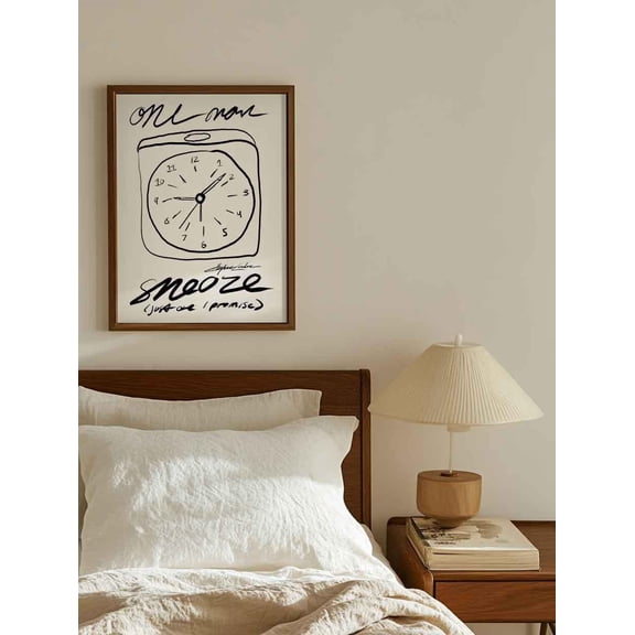 One More Snooze Bedroom Poster Print: Minimalist Alarm Clock Wall Art For Above The Bed , Poster Print Only