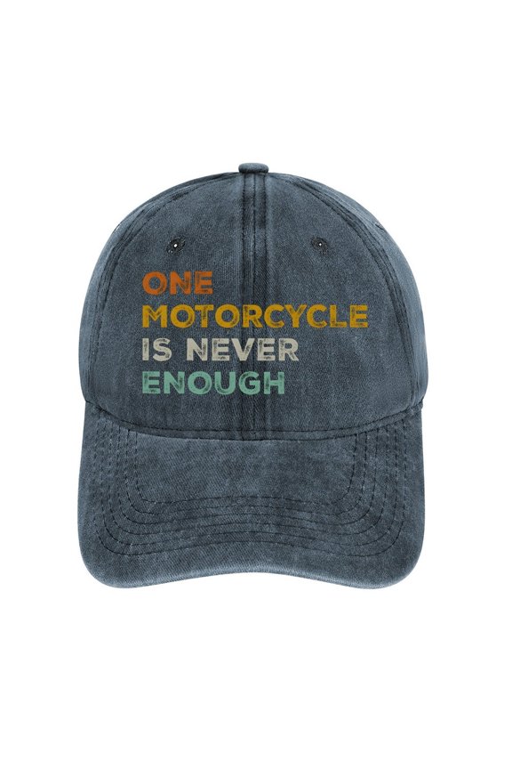 One Motorcycle Is Never Enough Navy Hat Adjustable Funny Fashion Unisex Baseball Cap For Men Women
