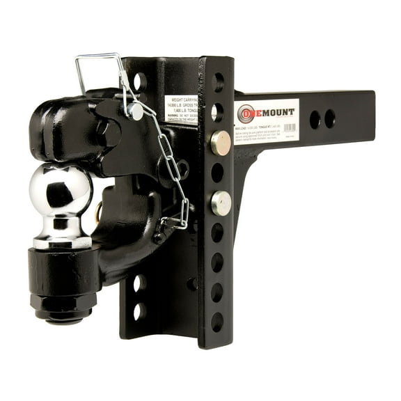One-Mount Pintle Hook and 2 Inch Ball Combo with Adjustable Shank - 10010