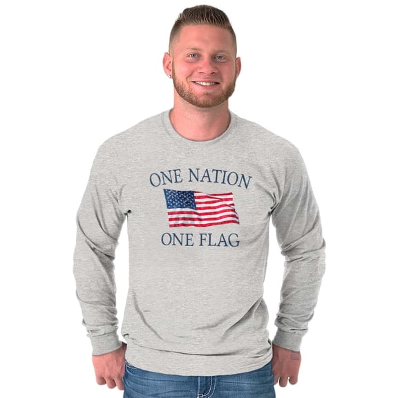 One Nation Distressed Flag USA Pride Long Sleeve TShirt Men Women Brisco Brands S