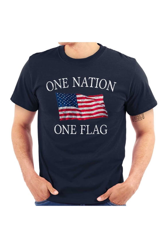One Nation Distressed Flag USA Pride Men's Graphic T Shirt Tees Brisco Brands S