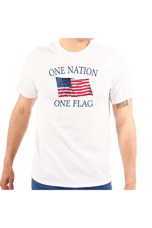 One Nation Distressed Flag USA Pride Men's Graphic T Shirt Tees Brisco Brands X