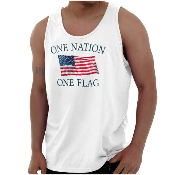 One Nation Distressed Flag USA Pride Tank Top T Shirts Men Women Brisco Brands S