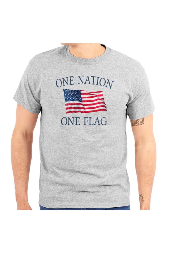 One Nation Distressed Flag USA Pride Plus Size Crewneck Graphic Tee Shirt Brisco Brands 3X