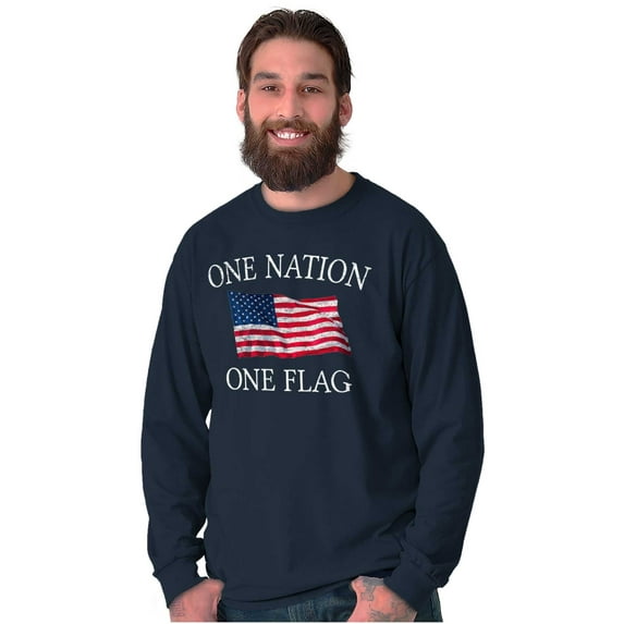 One Nation Distressed Flag USA Pride Unisex Plus Size Long Sleeve Shirt Brisco Brands 3X