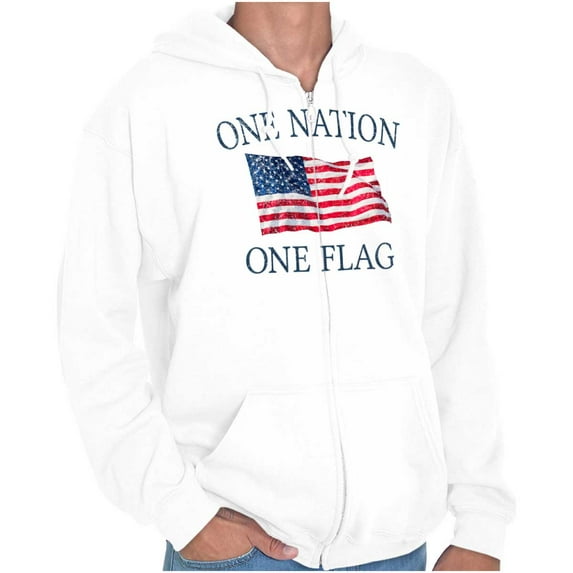 One Nation Distressed Flag USA Pride Zip Up Hoodie Men's Women's Brisco Brands X