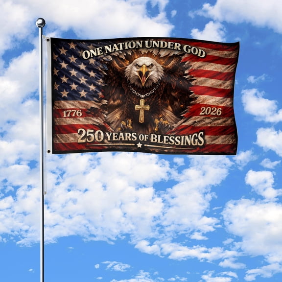 One Nation Under God Flag, Christian 250th Anniversary Flag, 250 Years of Blessing, USA Independence Day, Fourth of July 1776-2026 28x40 POLE NOT INCLUDED House Flag