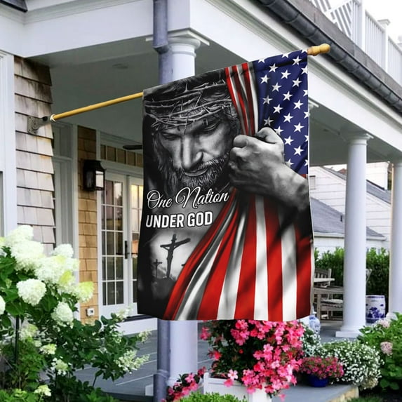One Nation Under God Flags, Jesus Flags, Christian Gifts - American Flags Decorative Outdoor House Flags - Outdoor Flag Banners for Outside - 29.5\" x 39.5\