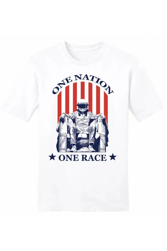 One Nation One Race T-Shirt Racing Helmet Graphic Tee Unisex S-5XL Hot Trending Shirt Birthday Gift